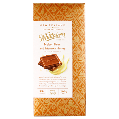 Whittaker's Nelson Pear & Manuka Honey Chocolate Block 100g