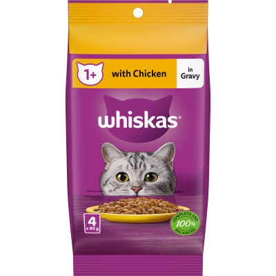 Whiskas Chicken Favourites in Gravy Wet Pouches Cat Food 340g