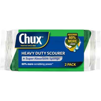 Chux Heavy Duty Scourer + Super Absorbent Sponge 2pk