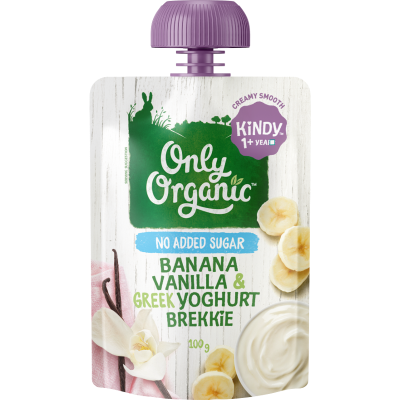 Only Organic Banana Vanilla & Greek Yoghurt Brekkie Kindy 1+ Years 100g