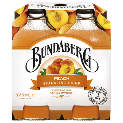 Bundaberg Peach Sparkling Drink 4 x 375ml