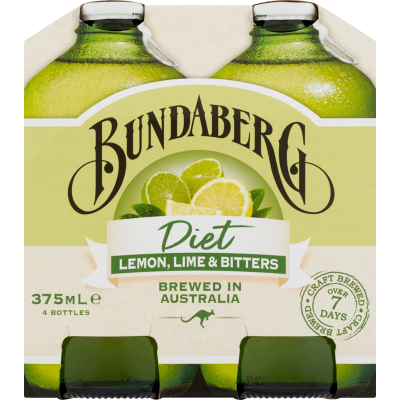 Bundaberg Diet Lemon Lime & Bitters Bottles 4 x 375ml