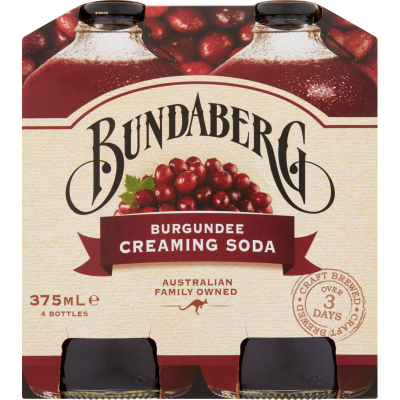 Bundaberg Burgundee Creaming Soda Bottles 4 x 375ml