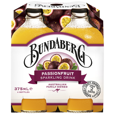 Bundaberg Passionfruit Sparkling Drink 4 x 375ml