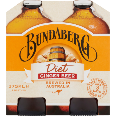 Bundaberg Diet Ginger Beer Bottles 4 x 375ml