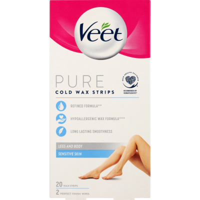Veet Pure Cold Wax Sensitive Skin Leg Strips 20pk