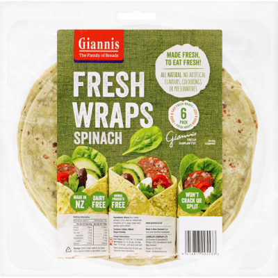 Giannis Spinach Natural Wraps 6pk