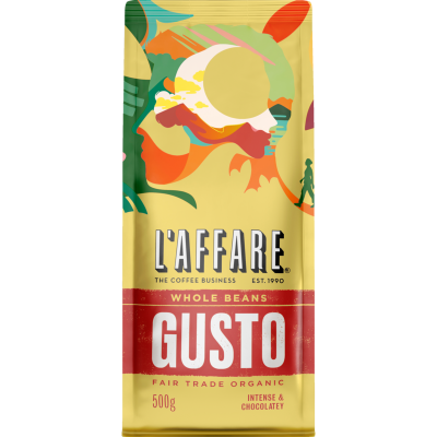 L'affare Gusto Fair Trade Organic Whole Beans Coffee 500g