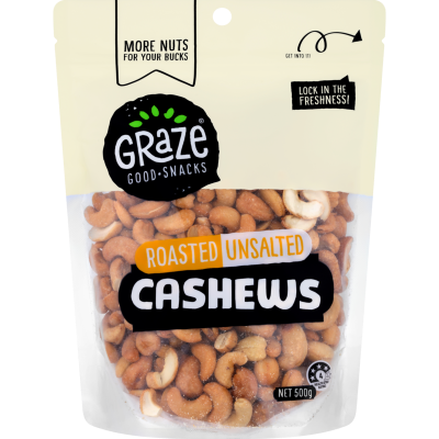Graze Roasted Unsalted Cashews 500g