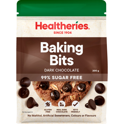 Healtheries 99% Sugar Free Dark Chocolate Baking Bits 200g