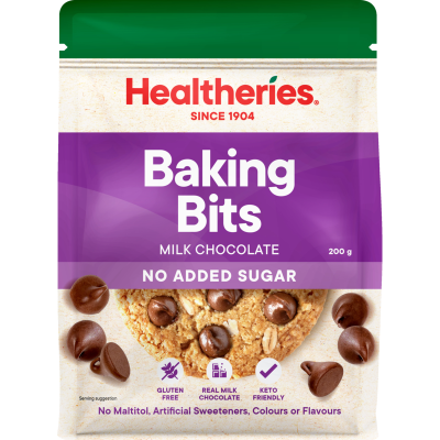 Healtheries No Added Sugar Milk Chocolate Baking BIts 200g