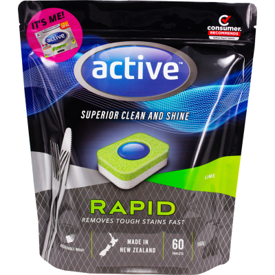 Active Rapid Lime & Baking Soda Dishwash Tablets 60pk