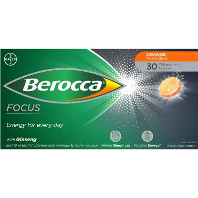 Berocca Focus Orange Effervescent Vitamin Tablets 30pk