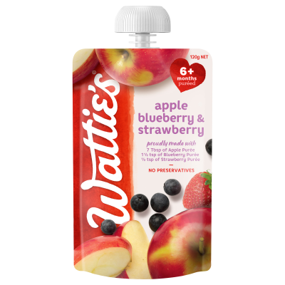 Wattie's For Baby Apple Blueberry & Strawberry 6+ Months Pureed 120g