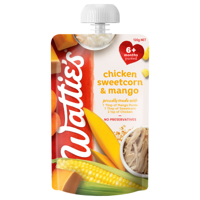 Wattie's For Baby Chicken Sweetcorn & Mango 6+ Months Pureed 120g