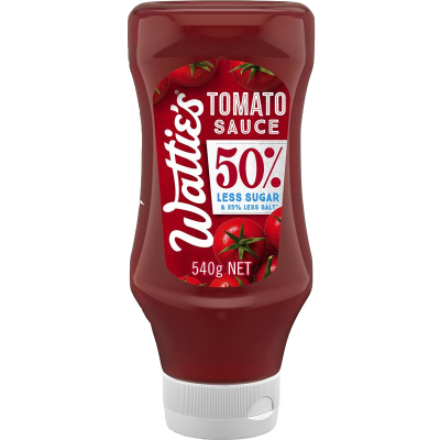 Wattie's 50% Less Sugar Tomato Sauce Upside Down 540g