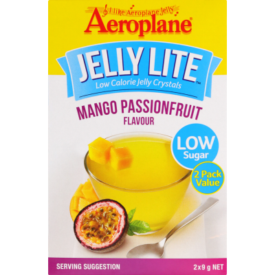 Aeroplane Jelly Lite Mango Passionfruit Flavour Low Calorie Jelly Crystals 2 x 9g