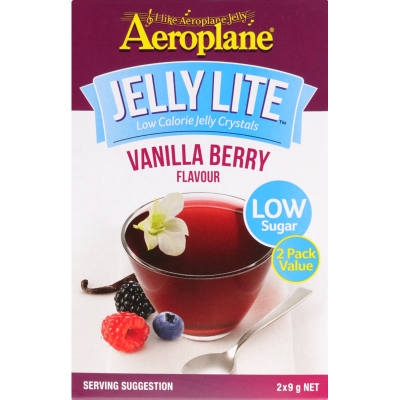Aeroplane Jelly Lite Vanilla Berry Flavour Low Calorie Jelly Crystals 2 x 9g