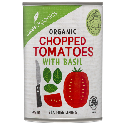 Ceres Organics Chopped Tomatoes With Basil 400g