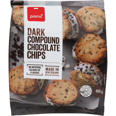 Pams Dark Compound Chocolate Chips 400g