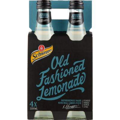 Schweppes Old Fashioned Lemonade Soft Drink Bottles 4 x 330ml