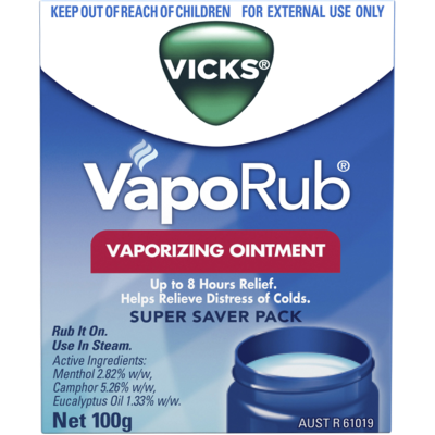 Vicks VapoRub Vaporizing Ointment Decongestant Chest Rub 100g