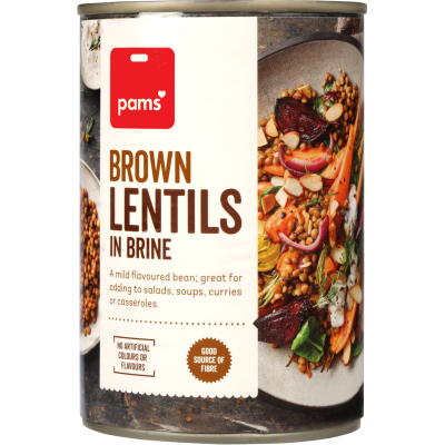 Pams Brown Lentils In Brine 400g