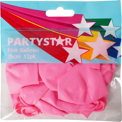 Korbond Partystar Pink Balloons 25cm ea