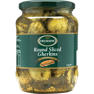 Delmaine Round Sliced Gherkins 670g