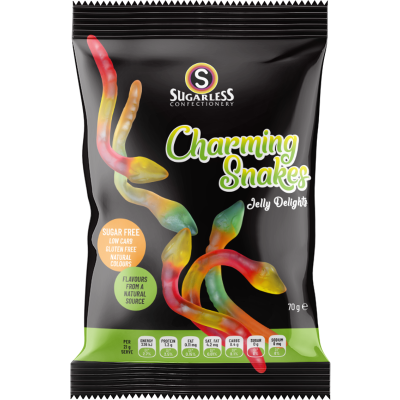 Sugarless Confectionery Sugar Free Charming Snakes Jelly Delights 70g