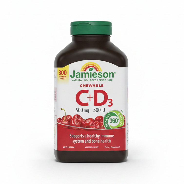 JAMIESON CHEWABLE VITAMIN C + D 300 COUNT