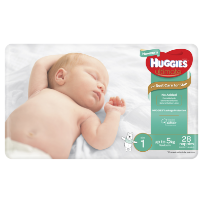 Huggies Nappies Newborn Size 1 Up To 5kg 28pk