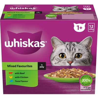 Whiskas Mixed Favourites In Jelly Wet Pouches Cat Food 12 x 85g