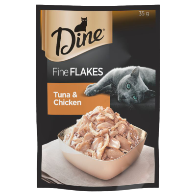 Dine Fine Flakes Tuna & Chicken Wet Cat Food 35g
