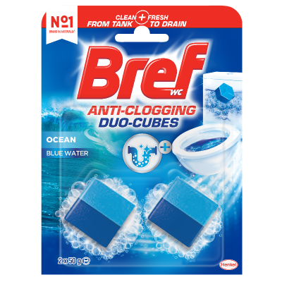 Bref Duo-Cubes Ocean 2 In 1 Formula Cistern Toilet Cleaner Block 100g