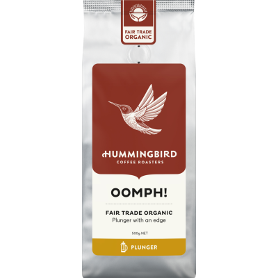 Hummingbird Oomph! Fair Trade Organic Fresh Plunger Grind Coffee 500g