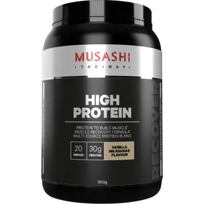 Musashi High Protein Vanilla Milkshake Flavour Muscle Recovery Powder 900g