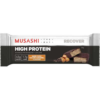 Musashi Dark Choc Salt Caramel P45 High Protein Lo Carb 90g