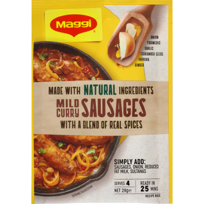 Maggi Mild Curry Sausages Recipe Base 29g