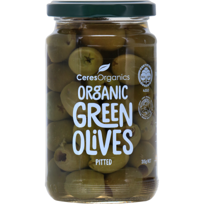 Ceres Organics Green Pitted Olives 315g