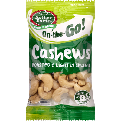 Mother Earth On The Go! Roasted & Lightly Salted Cashews 50g