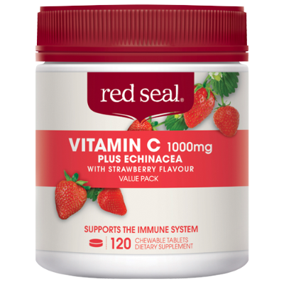 Red Seal Vitamic C 1000mg Plus Echinacea Strawberry Tablets 120pk