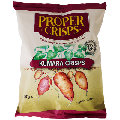 Proper Lightly Salted Hand Cooked Kumara Crisps 100g