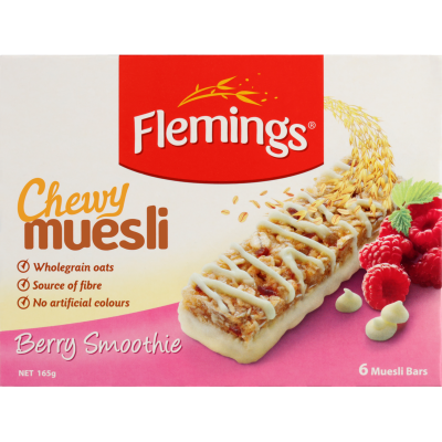 Flemings Berry Smoothie Cherry Muesli Bar 6 x 27.5g