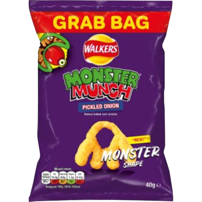 Walkers Pickled Onion Mega Monster Munch Corn Snacks 40g