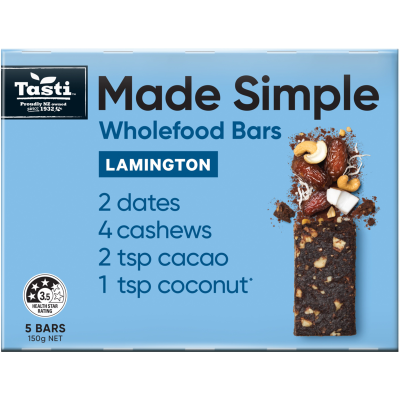 Tasti Made Simple Lamington Wholefood Bars 5 x 30g