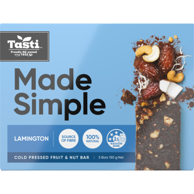 Tasti Made Simple Lamington Wholefood Bars 150g