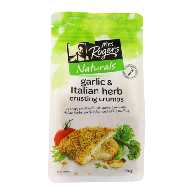 Mrs Rogers Naturals Garlic & Italian Herb Crusting Crumbs 170g