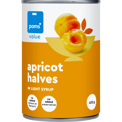 Pams Value Apricot Halves In Syrup 410g