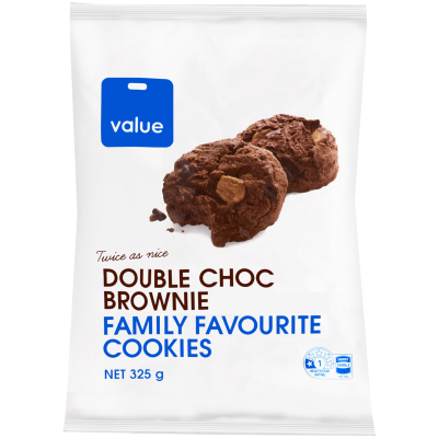 Value Double Choc Brownie Family Favourite Cookies 325g